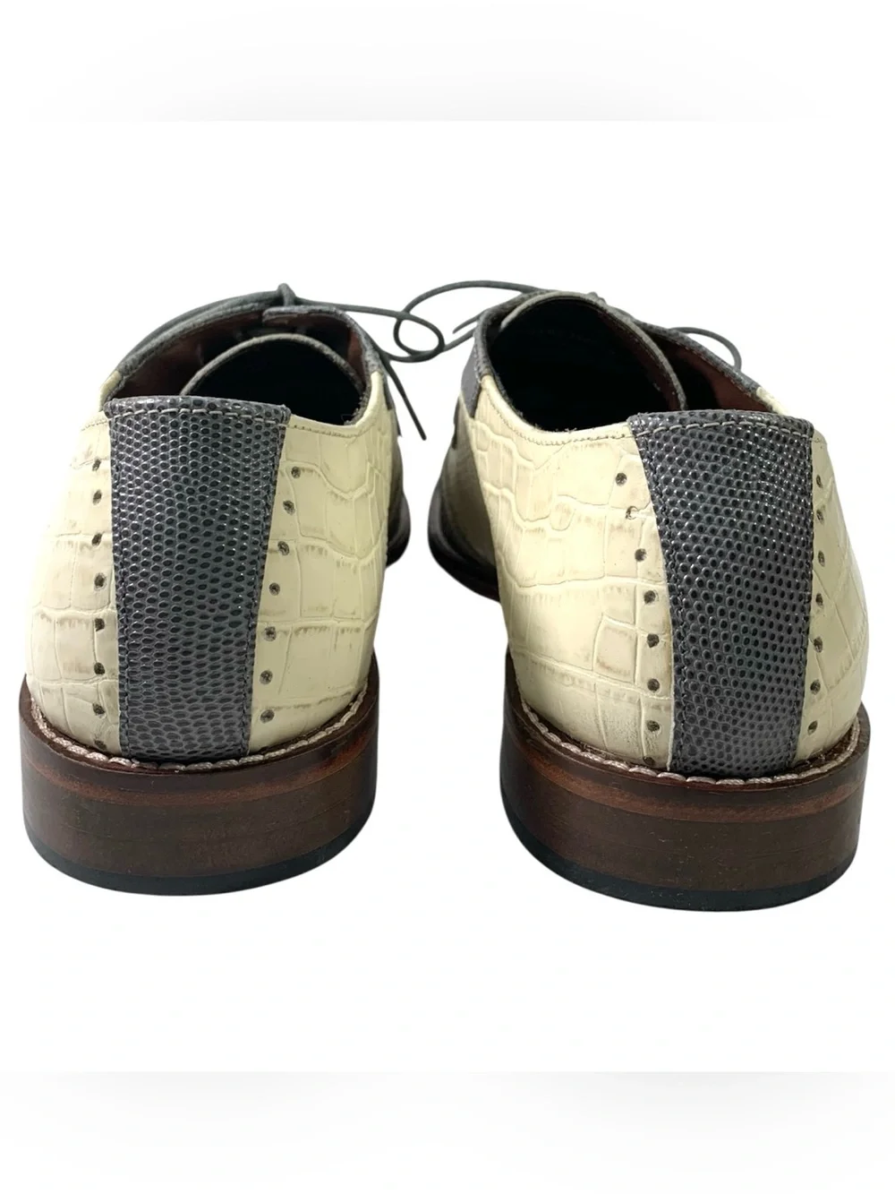 Stacy Adams Gregorio Men's 25473 Wingtip Oxford Grey Cream Size 10.5 M